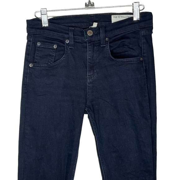 Rag and Bone Ankle Skinny Jeans 25 Coal High Rise Black Raw Hem - Picture 3 of 8